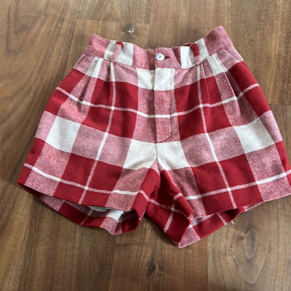 Papo d’Anjo Red Plaid Wool Shorts